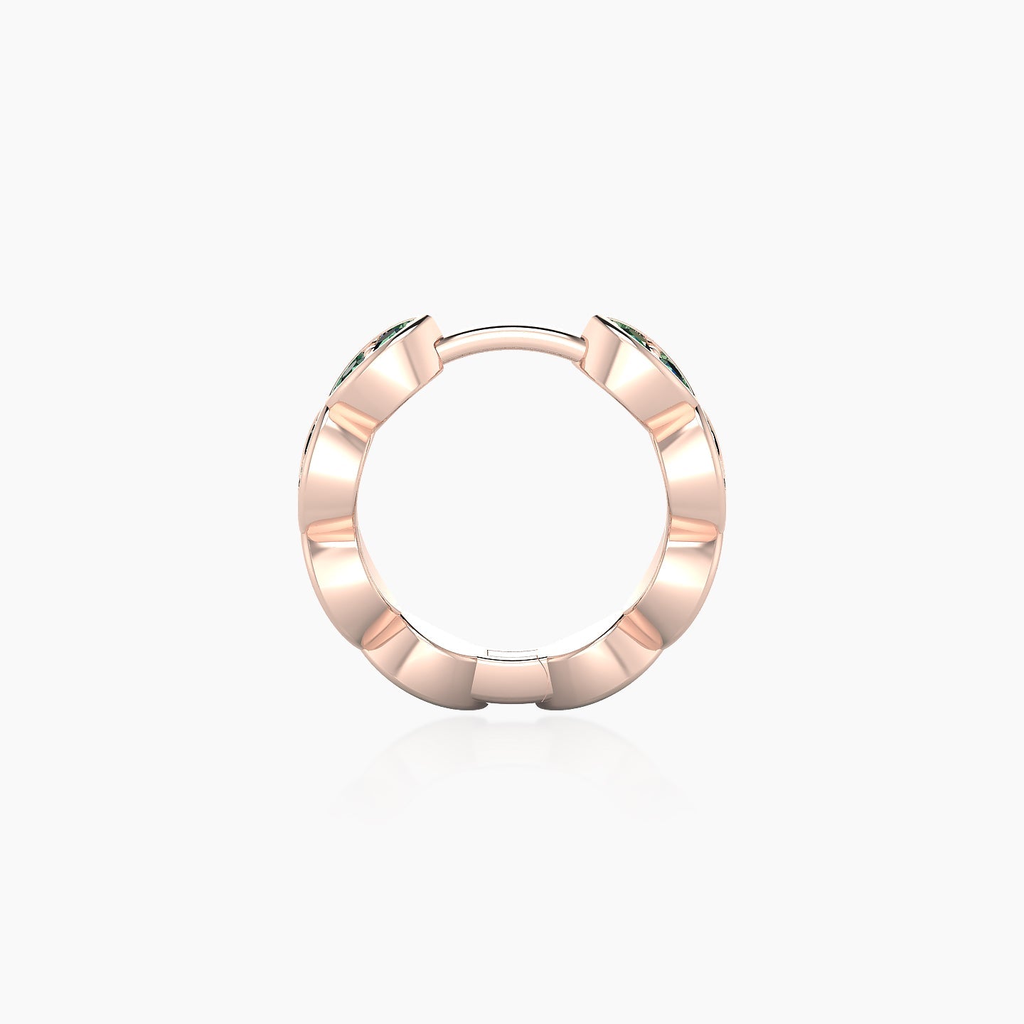 Hathor | 18k Rose Gold 8 mm Emerald Hoop Piercing