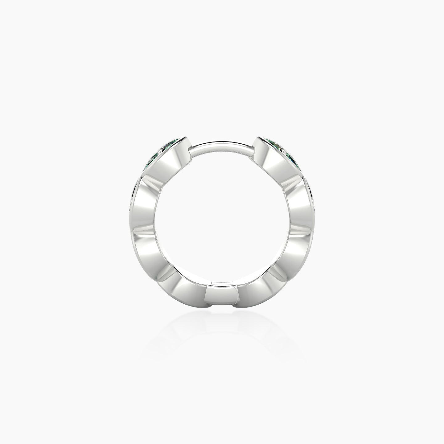 Hathor | 18k White Gold 8 mm Emerald Hoop Piercing