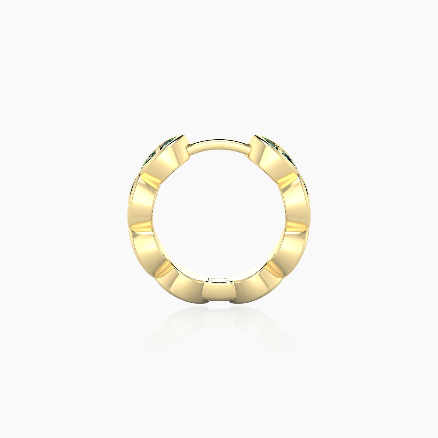 Hathor | 18k Yellow Gold 8 mm Emerald Hoop Piercing