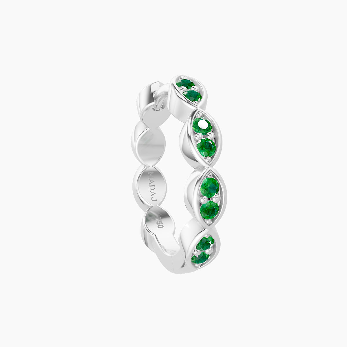 Hathor | 18k White Gold 9.5 mm Emerald Hoop Piercing