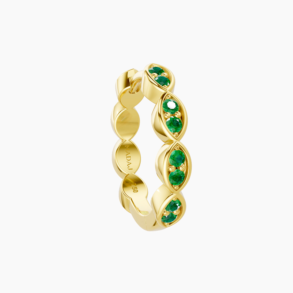 Hathor | 18k Yellow Gold 9.5 mm Emerald Hoop Piercing