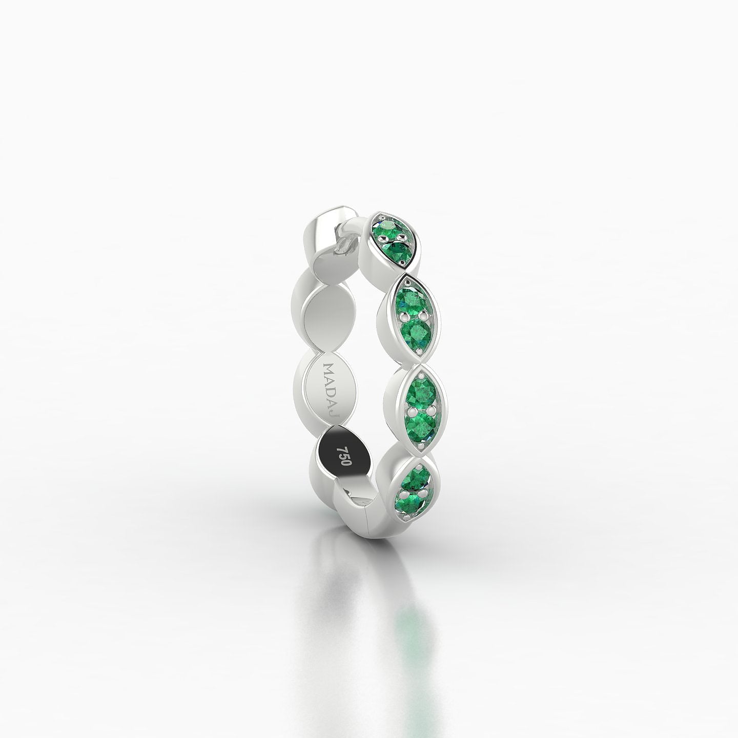 Hathor | 18k White Gold 9.5 mm Emerald Hoop Piercing