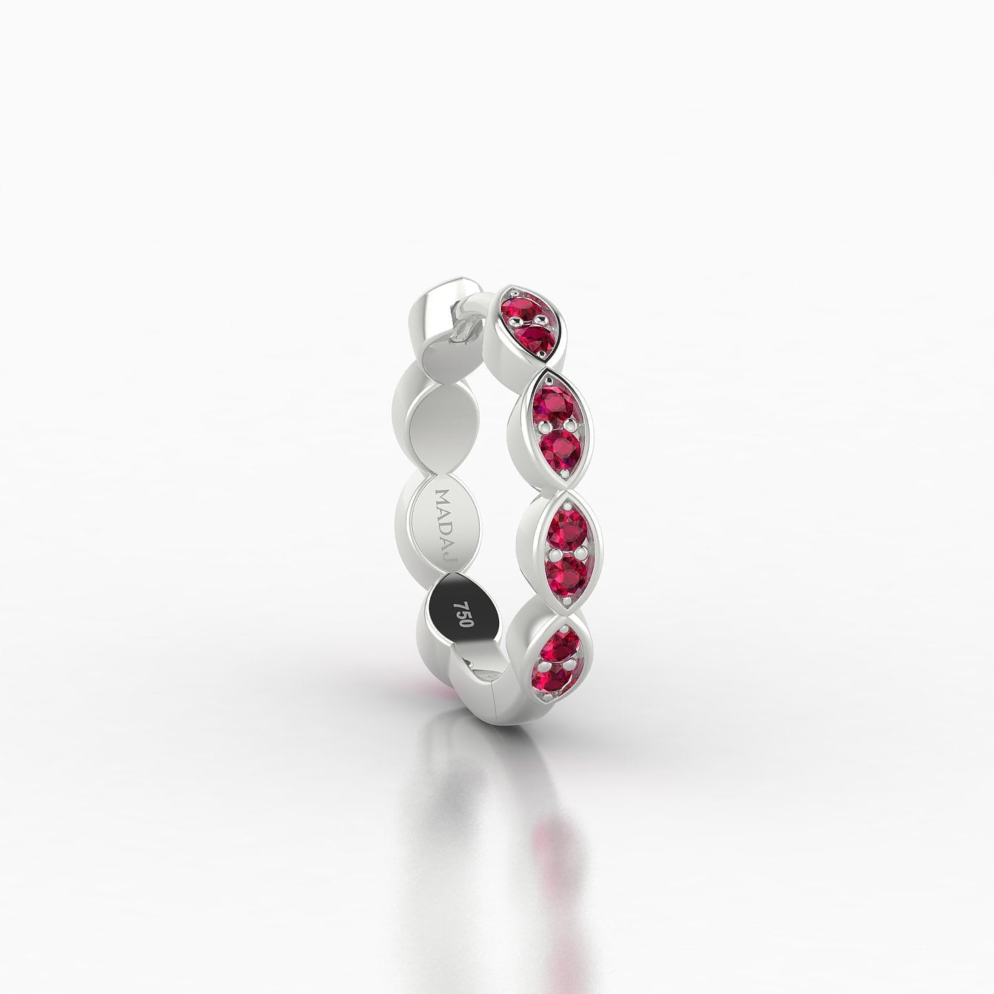 Hathor | 18k White Gold 9.5 mm Ruby Hoop Piercing