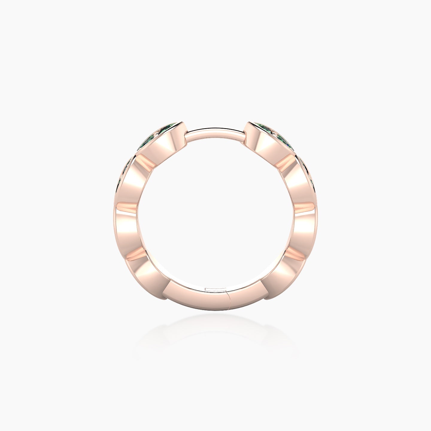 Hathor | 18k Rose Gold 9.5 mm Emerald Hoop Piercing