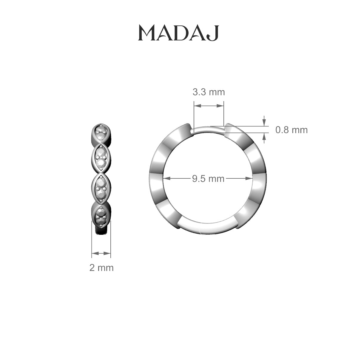 Hathor | 18k Yellow Gold 9.5 mm Emerald Hoop Piercing