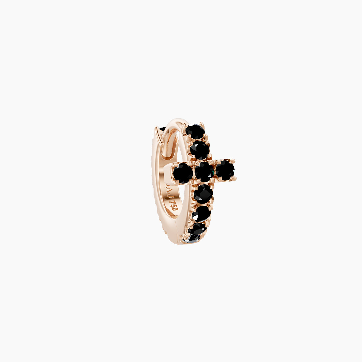 Hecate | 18k Rose Gold 5 mm Cross Black Diamond Hoop Piercing