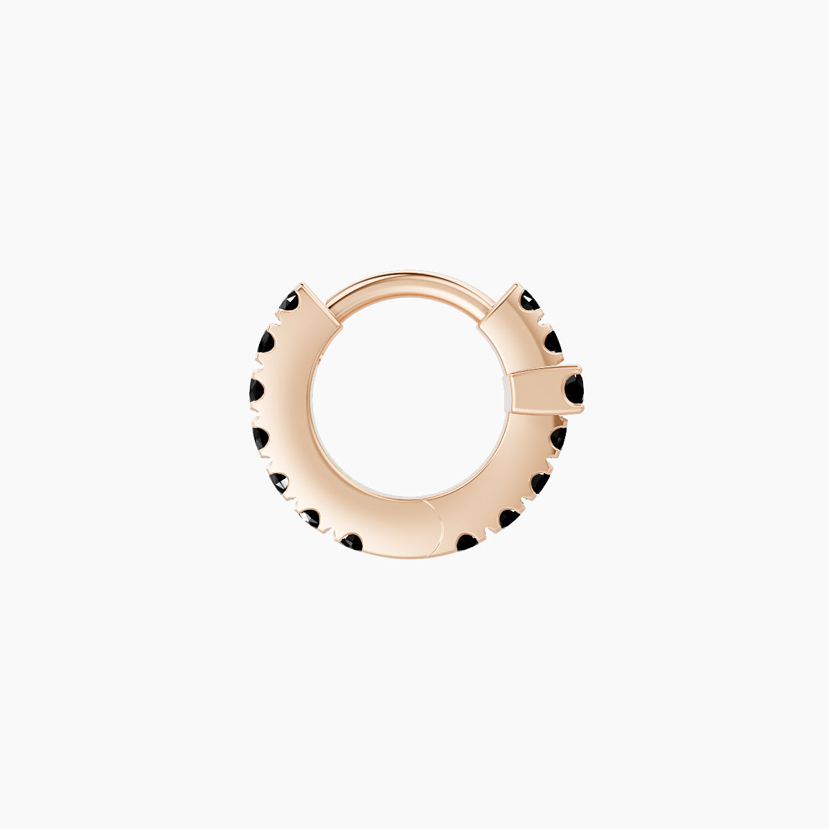 Hecate | 18k Rose Gold 5 mm Cross Black Diamond Hoop Piercing