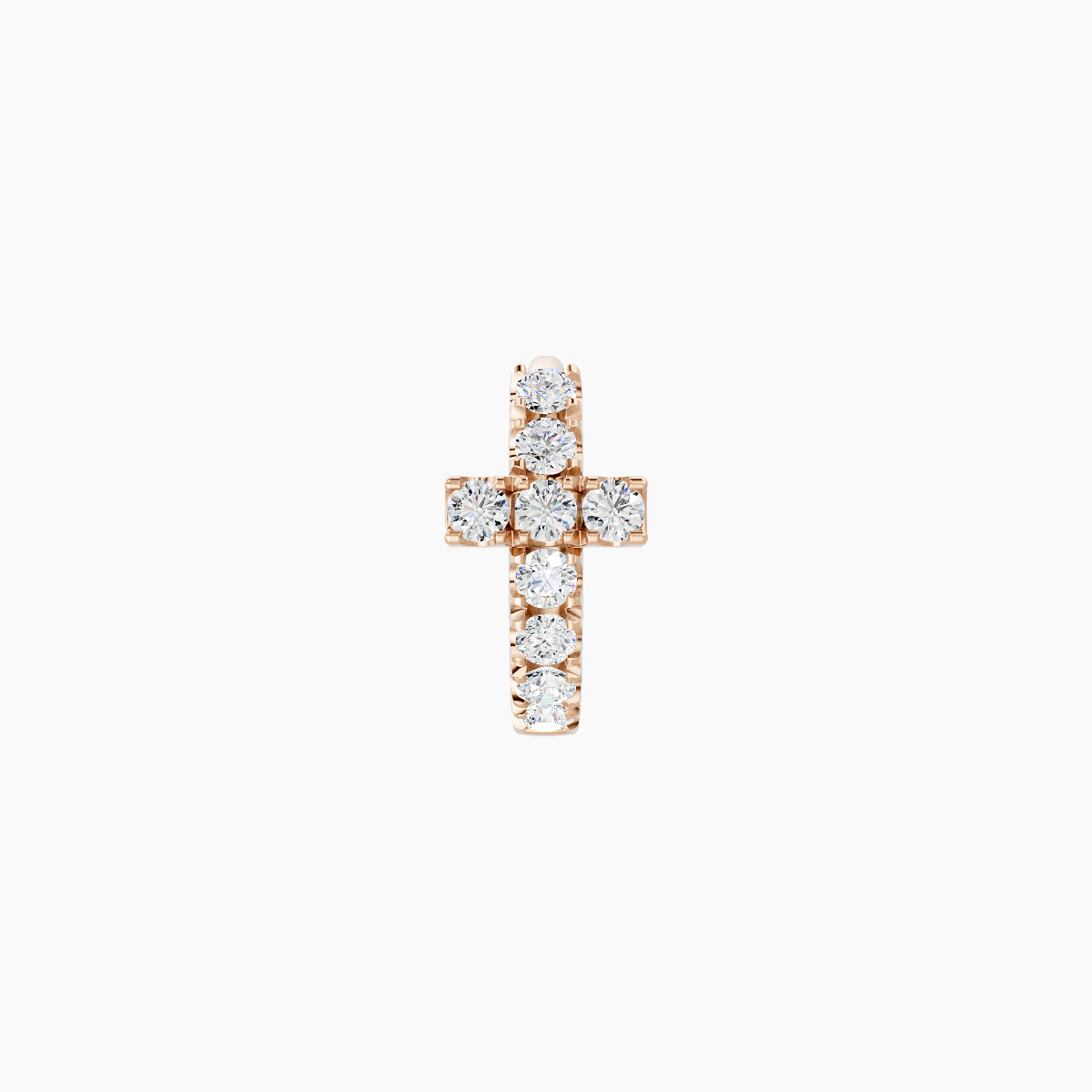Hecate | 18k Rose Gold 5 mm Cross Diamond Hoop Piercing