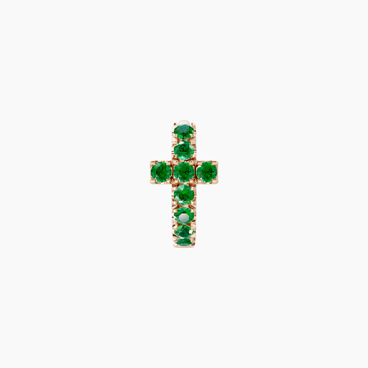 Hecate | 18k Rose Gold 5 mm Cross Emerald Hoop Piercing