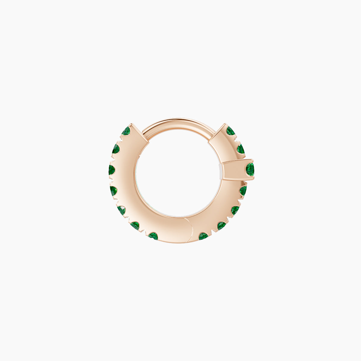 Hecate | 18k Rose Gold 5 mm Cross Emerald Hoop Piercing