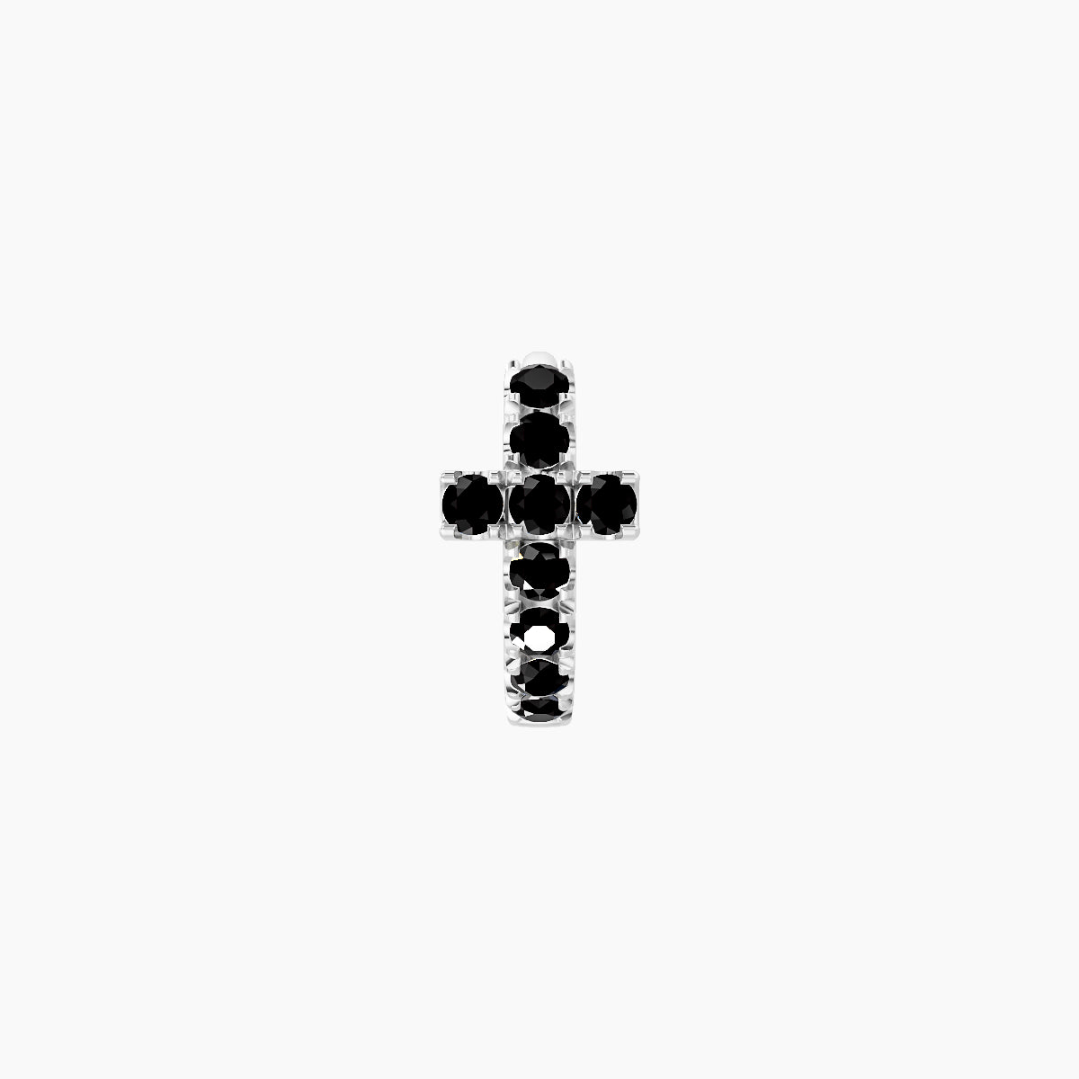 Hecate | 18k White Gold 5 mm Cross Black Diamond Hoop Piercing