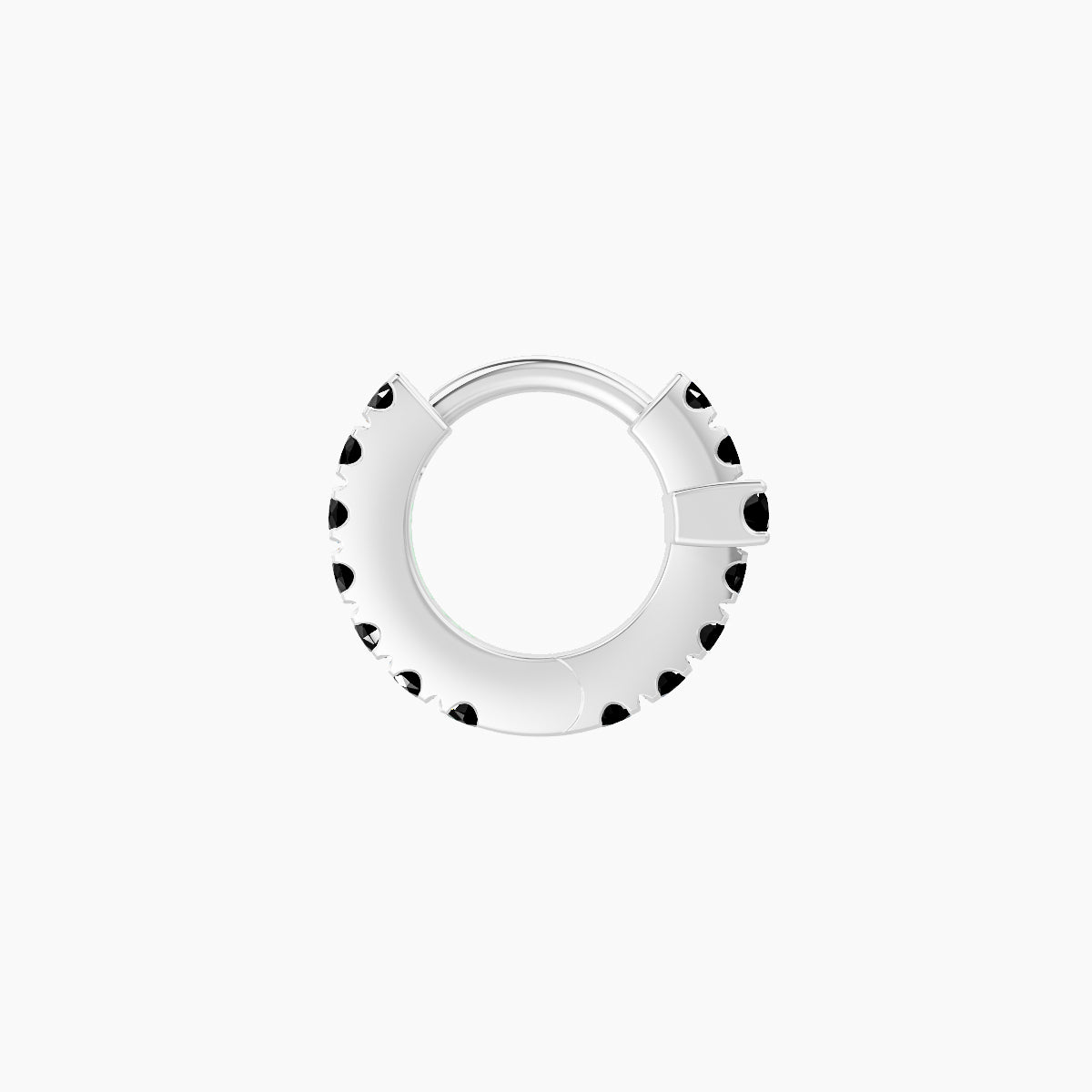 Hecate | 18k White Gold 5 mm Cross Black Diamond Hoop Piercing