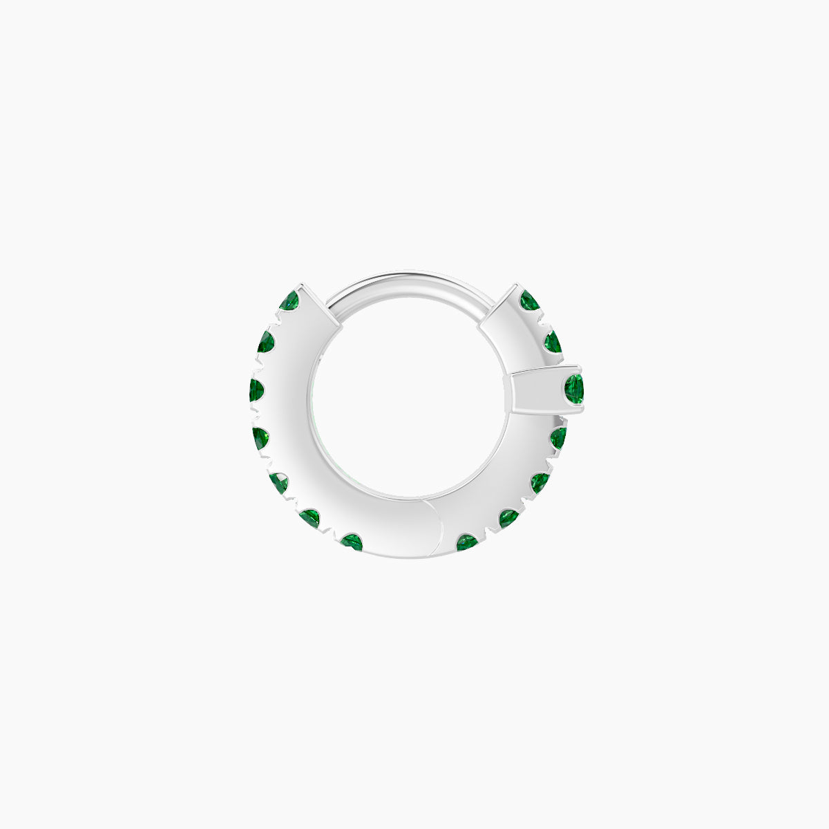Hecate | 18k White Gold 5 mm Cross Emerald Hoop Piercing