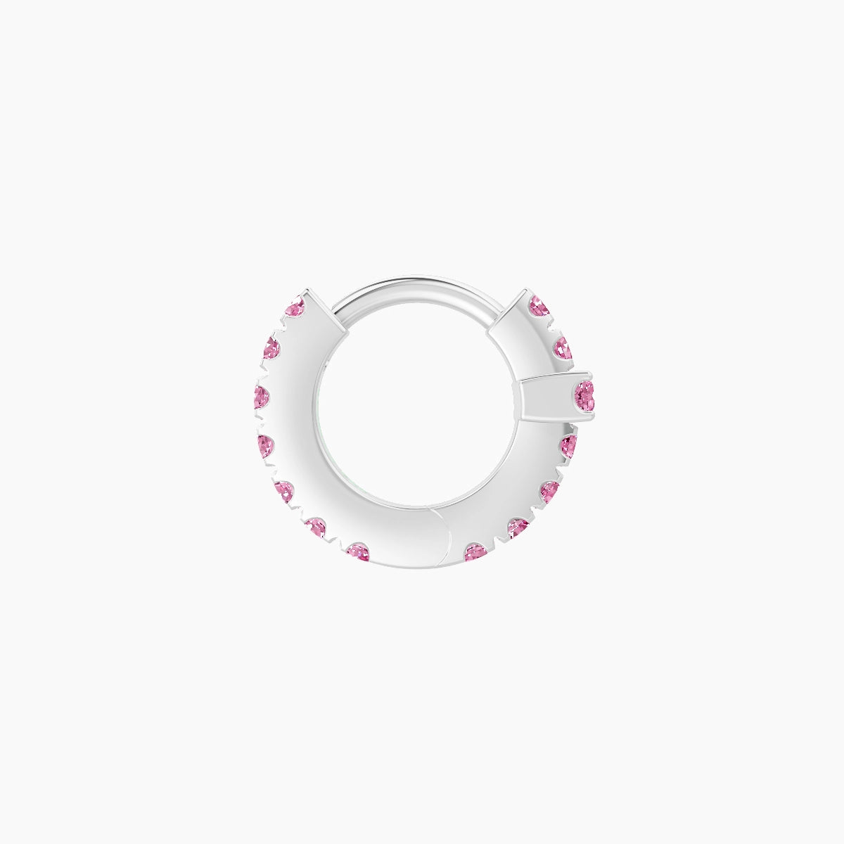 Hecate | 18k White Gold 5 mm Cross Pink Sapphire Hoop Piercing