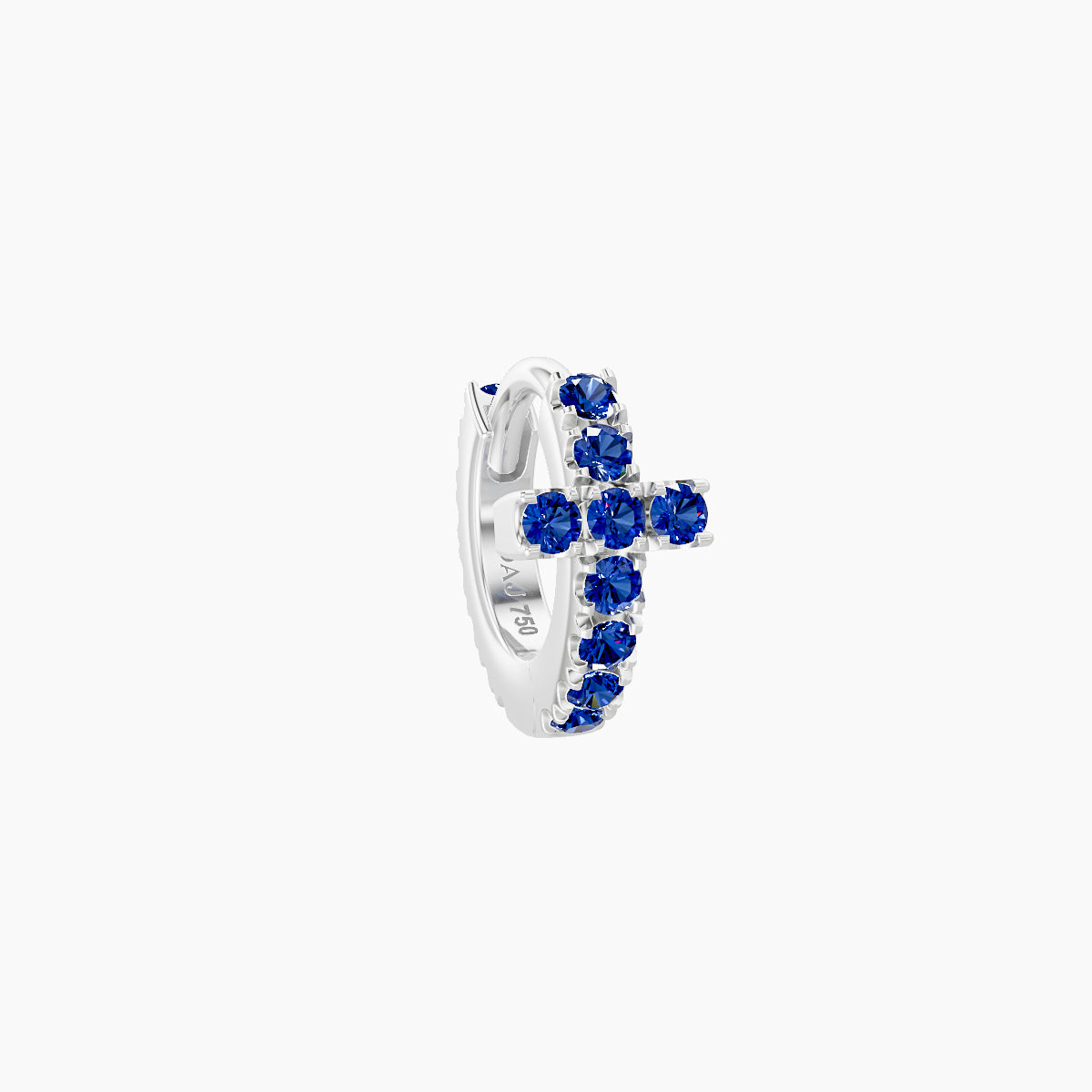 Hecate | 18k White Gold 5 mm Cross Sapphire Hoop Piercing