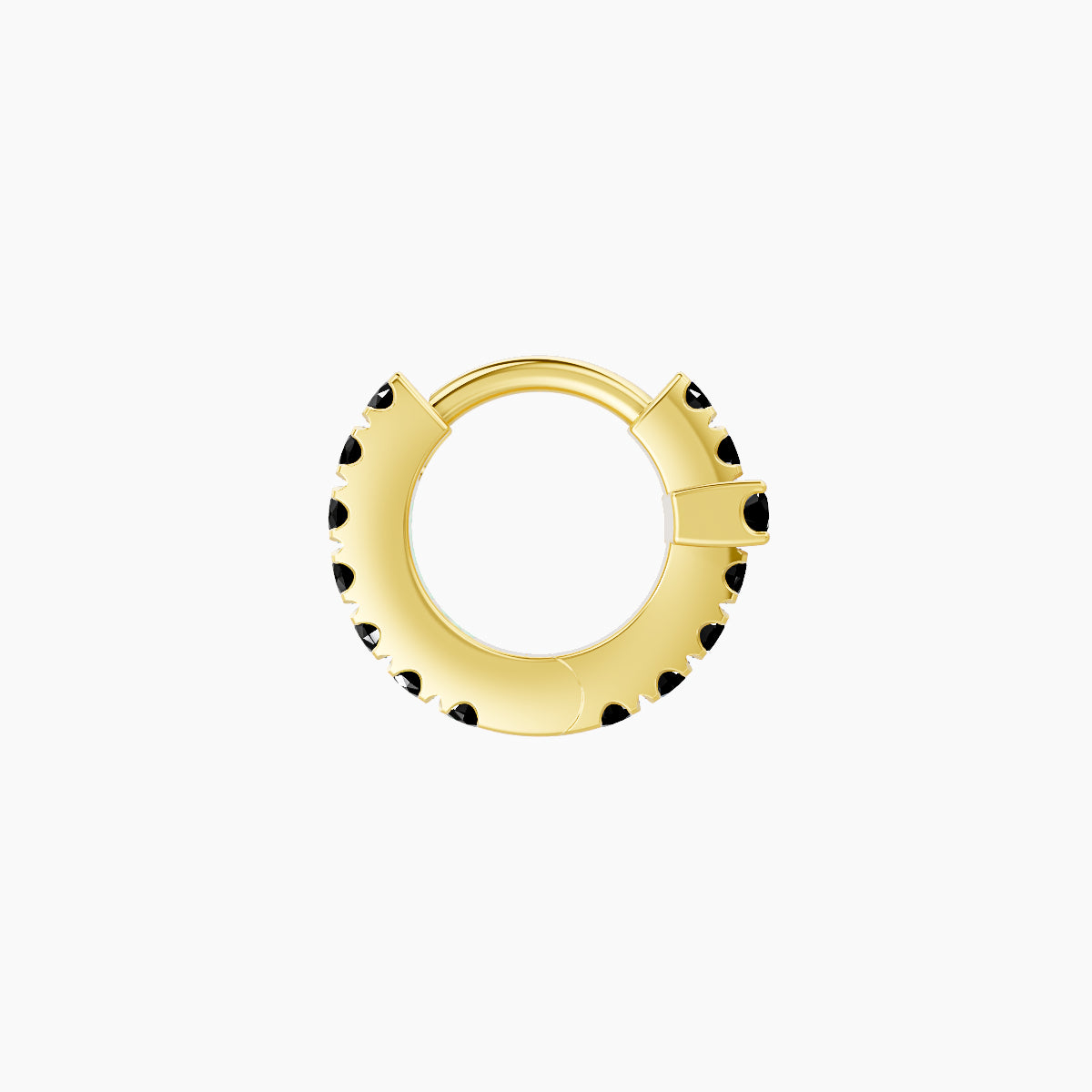 Hecate | 18k Yellow Gold 5 mm Cross Black Diamond Hoop Piercing