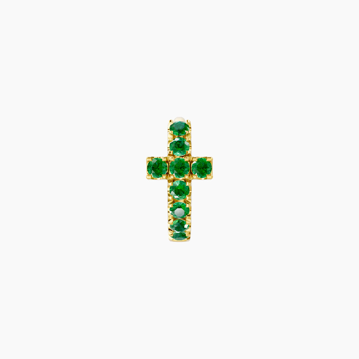 Hecate | 18k Yellow Gold 5 mm Cross Emerald Hoop Piercing