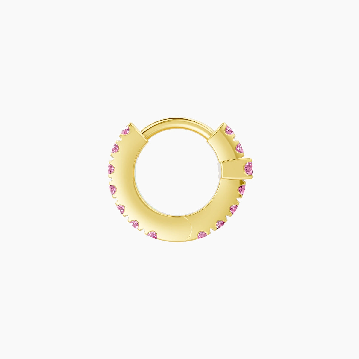 Hecate | 18k Yellow Gold 5 mm Cross Pink Sapphire Hoop Piercing