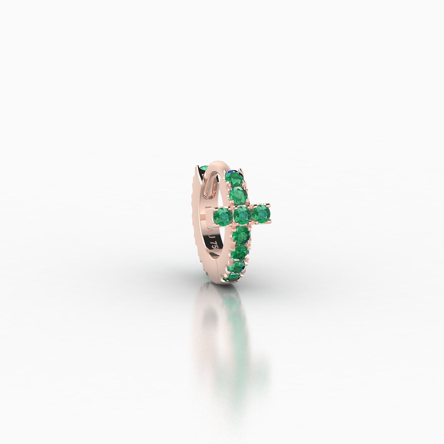 Hecate | 18k Rose Gold 5 mm Cross Emerald Hoop Piercing