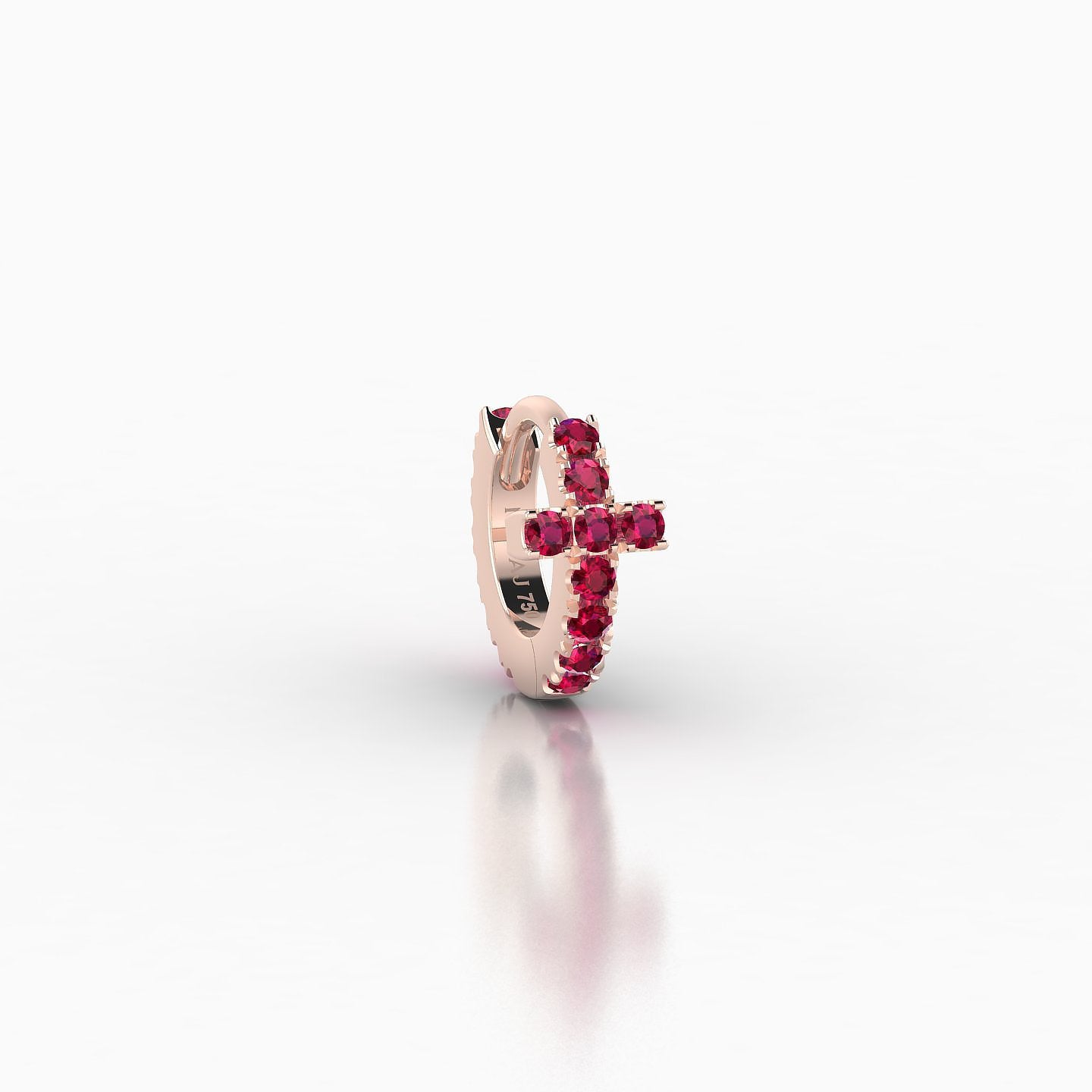 Hecate | 18k Rose Gold 5 mm Cross Ruby Hoop Piercing