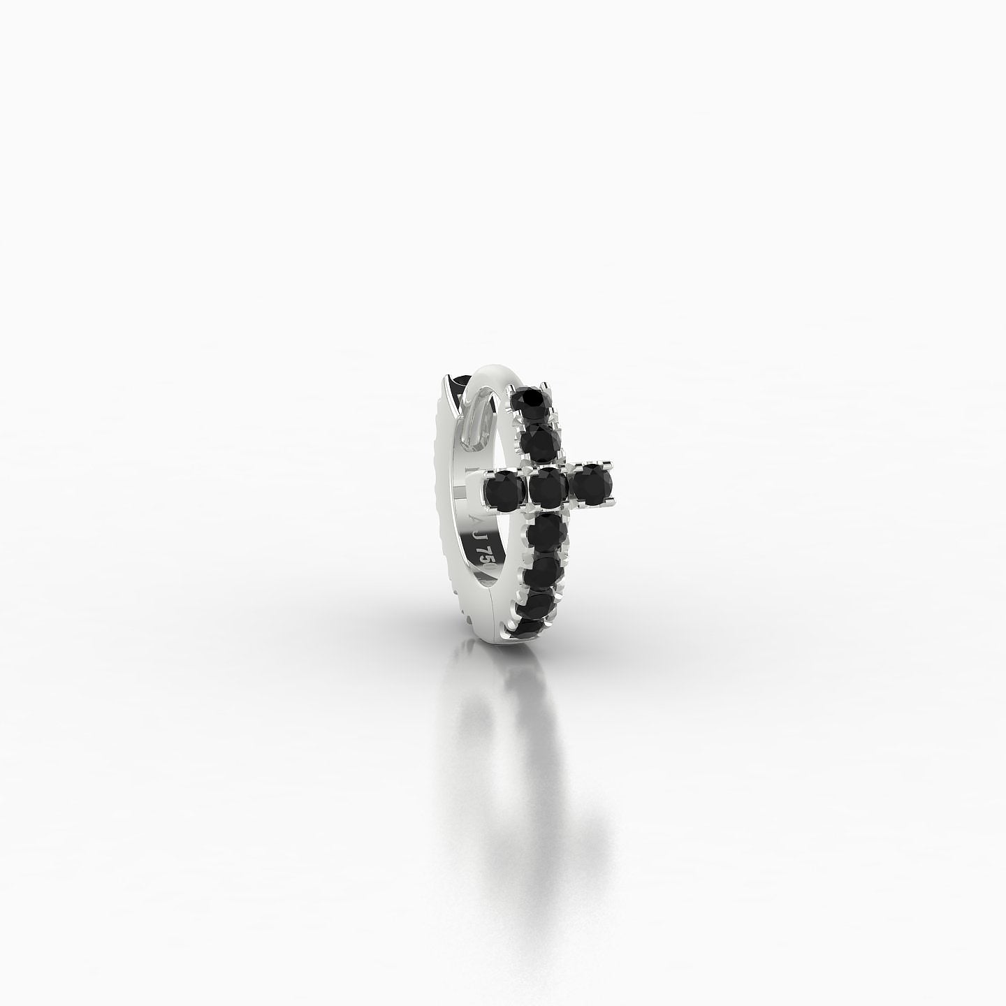 Hecate | 18k White Gold 5 mm Cross Black Diamond Hoop Piercing