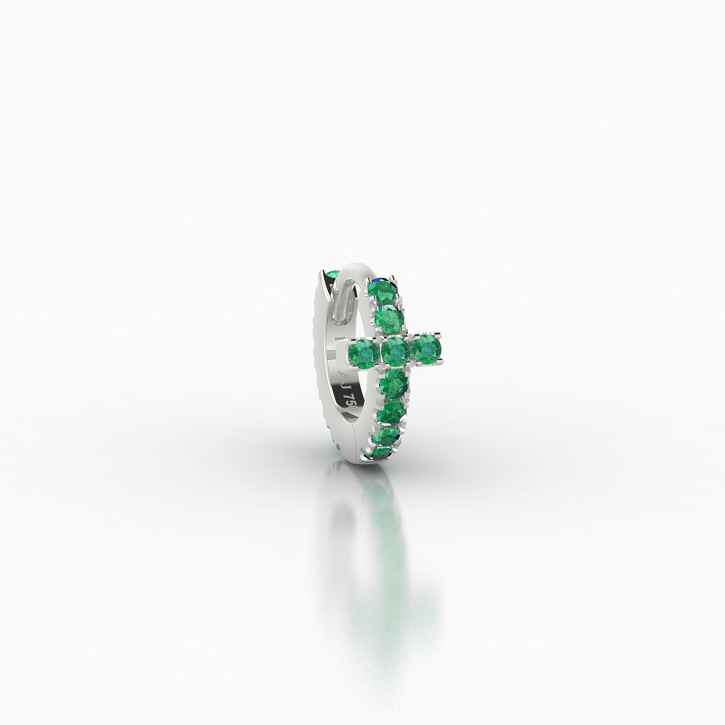 Hecate | 18k White Gold 5 mm Cross Emerald Hoop Piercing