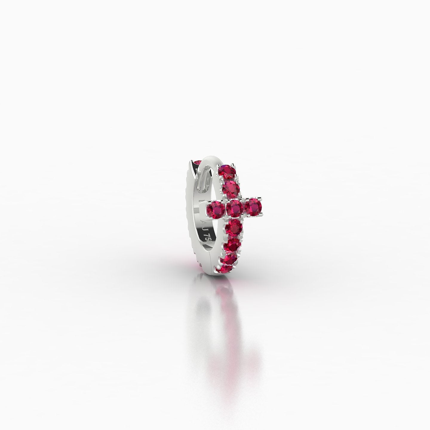 Hecate | 18k White Gold 5 mm Cross Ruby Hoop Piercing