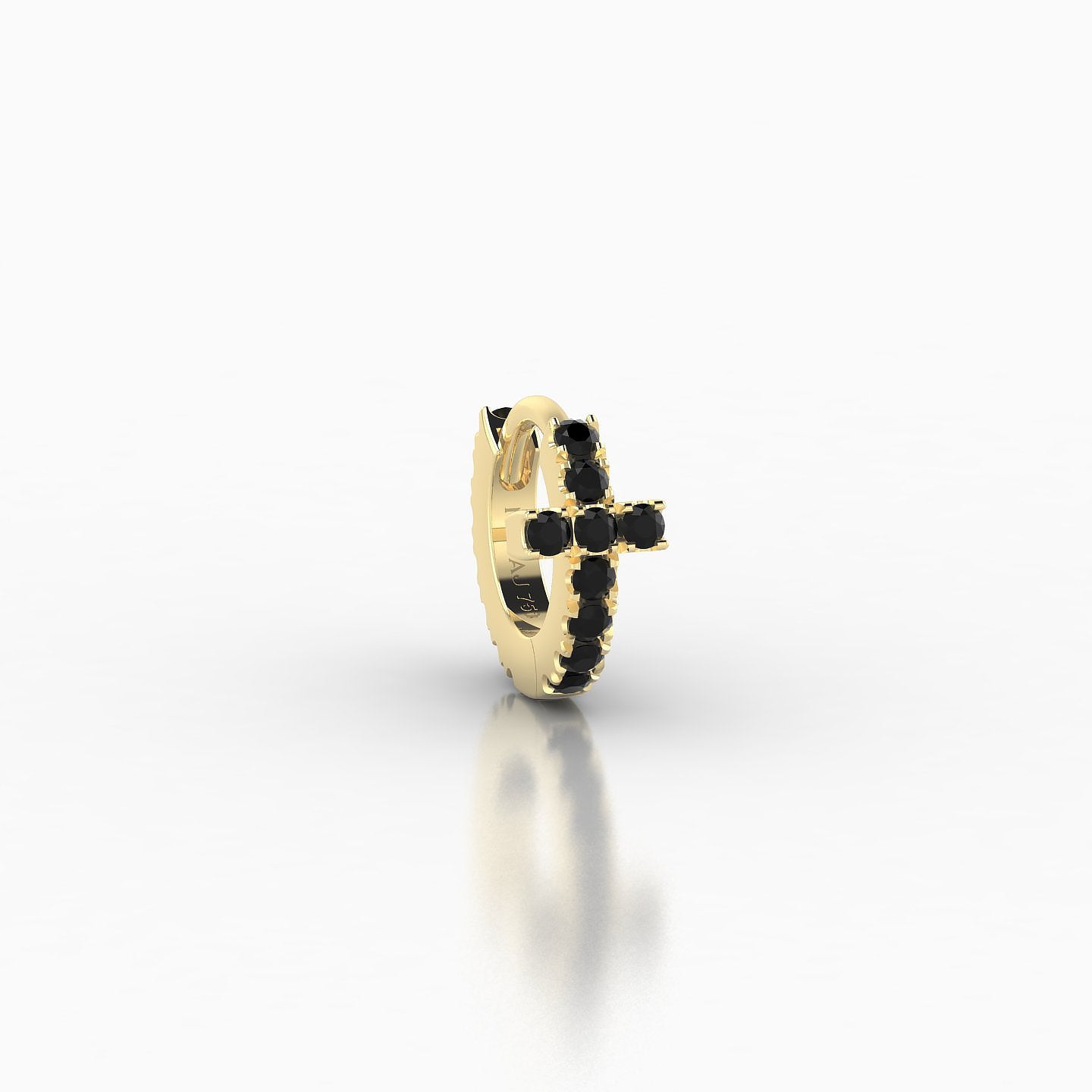 Hecate | 18k Yellow Gold 5 mm Cross Black Diamond Hoop Piercing