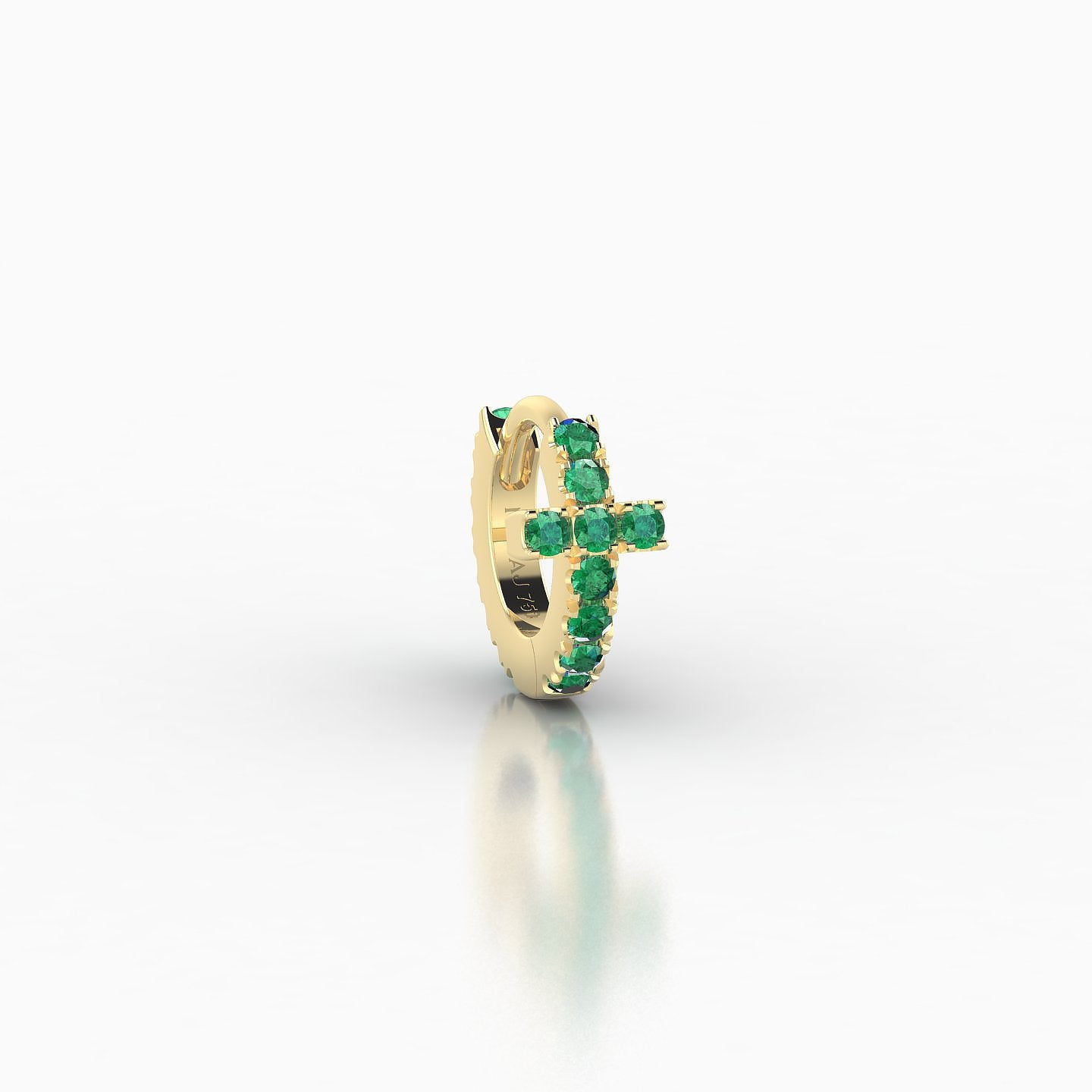 Hecate | 18k Yellow Gold 5 mm Cross Emerald Hoop Piercing