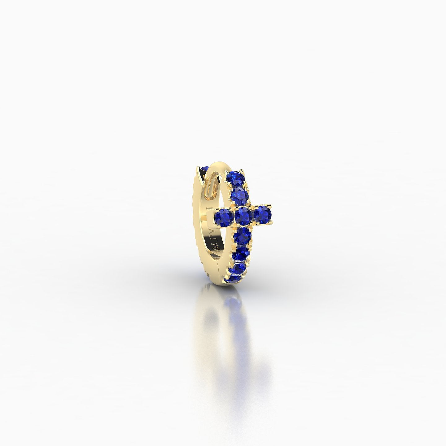 Hecate | 18k Yellow Gold 5 mm Cross Sapphire Hoop Piercing