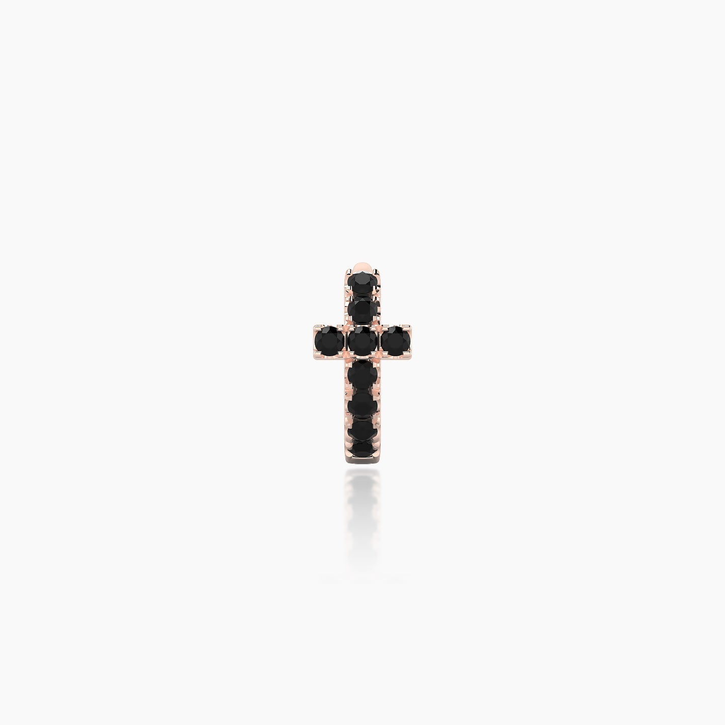 Hecate | 18k Rose Gold 5 mm Cross Black Diamond Hoop Piercing