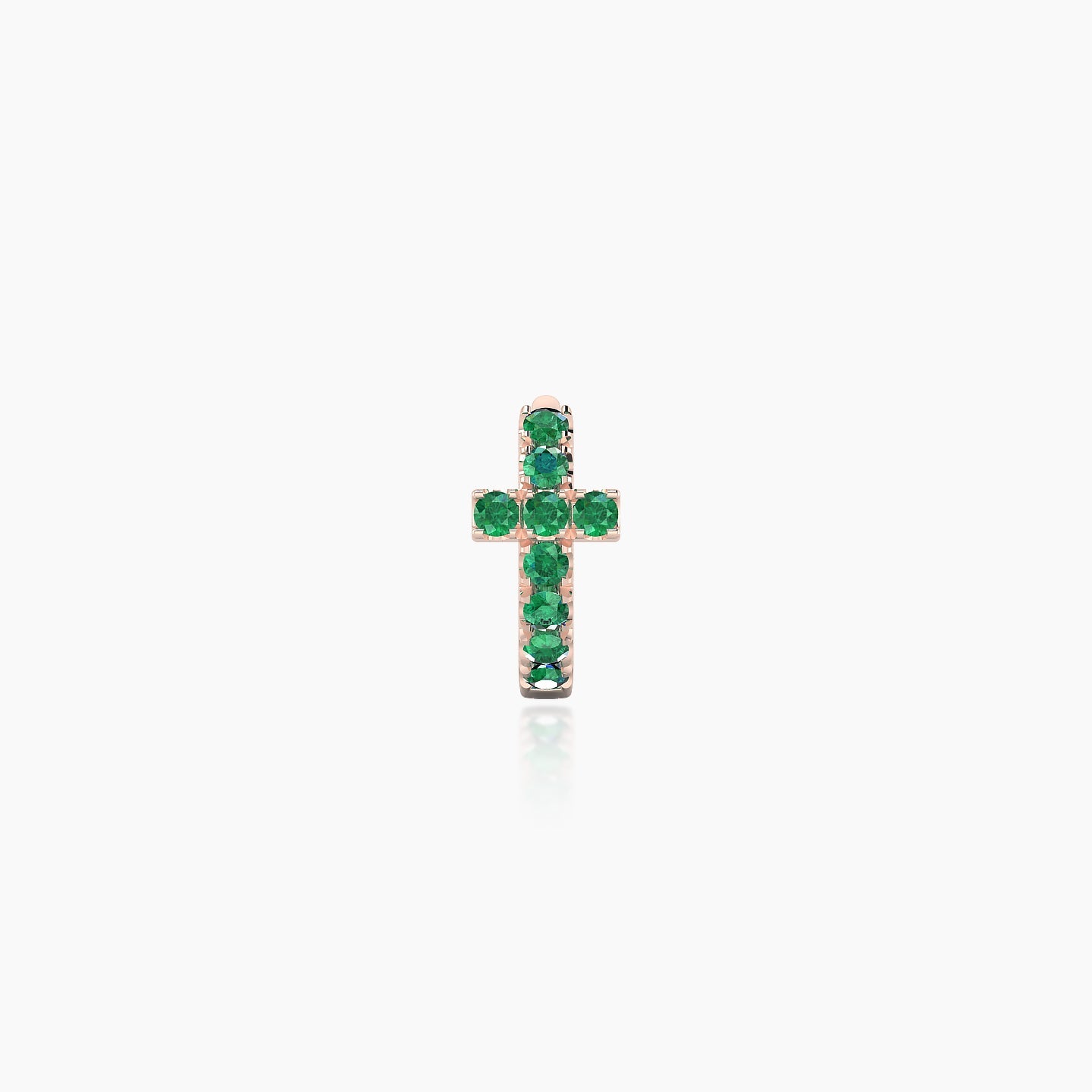 Hecate | 18k Rose Gold 5 mm Cross Emerald Hoop Piercing