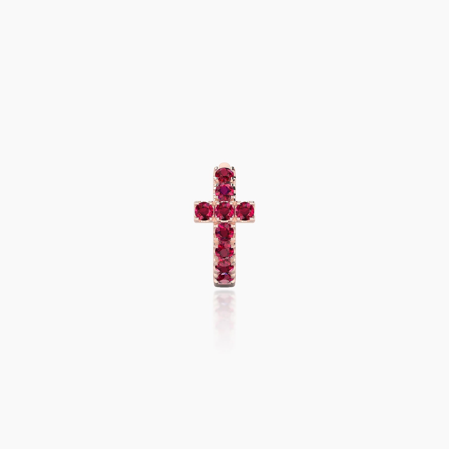 Hecate | 18k Rose Gold 5 mm Cross Ruby Hoop Piercing