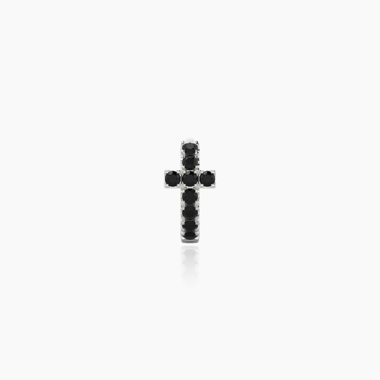 Hecate | 18k White Gold 5 mm Cross Black Diamond Hoop Piercing