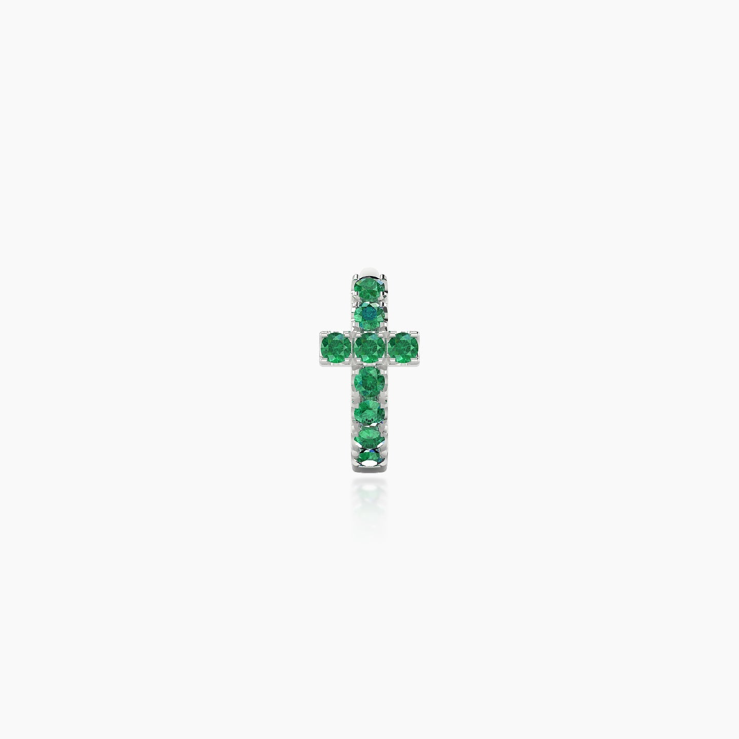 Hecate | 18k White Gold 5 mm Cross Emerald Hoop Piercing