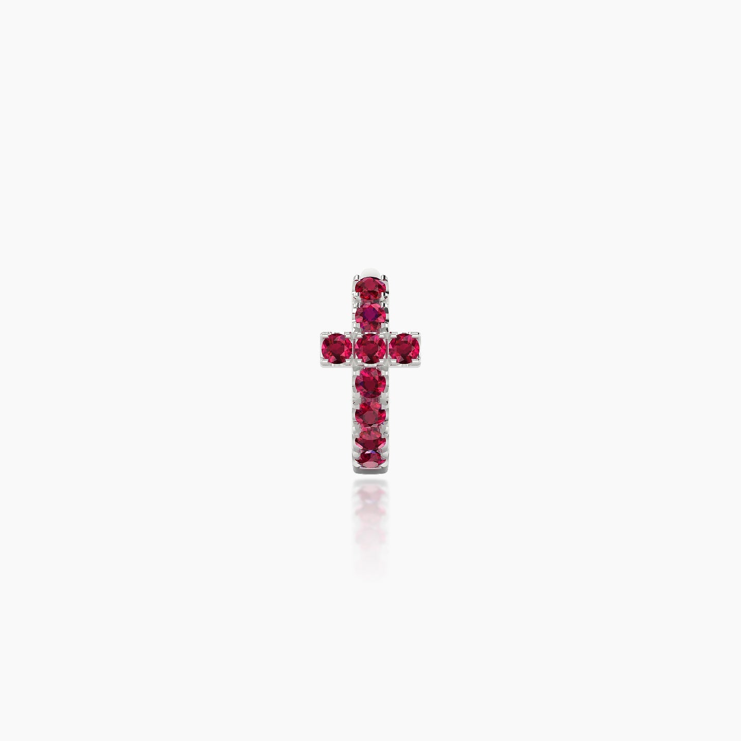 Hecate | 18k White Gold 5 mm Cross Ruby Hoop Piercing