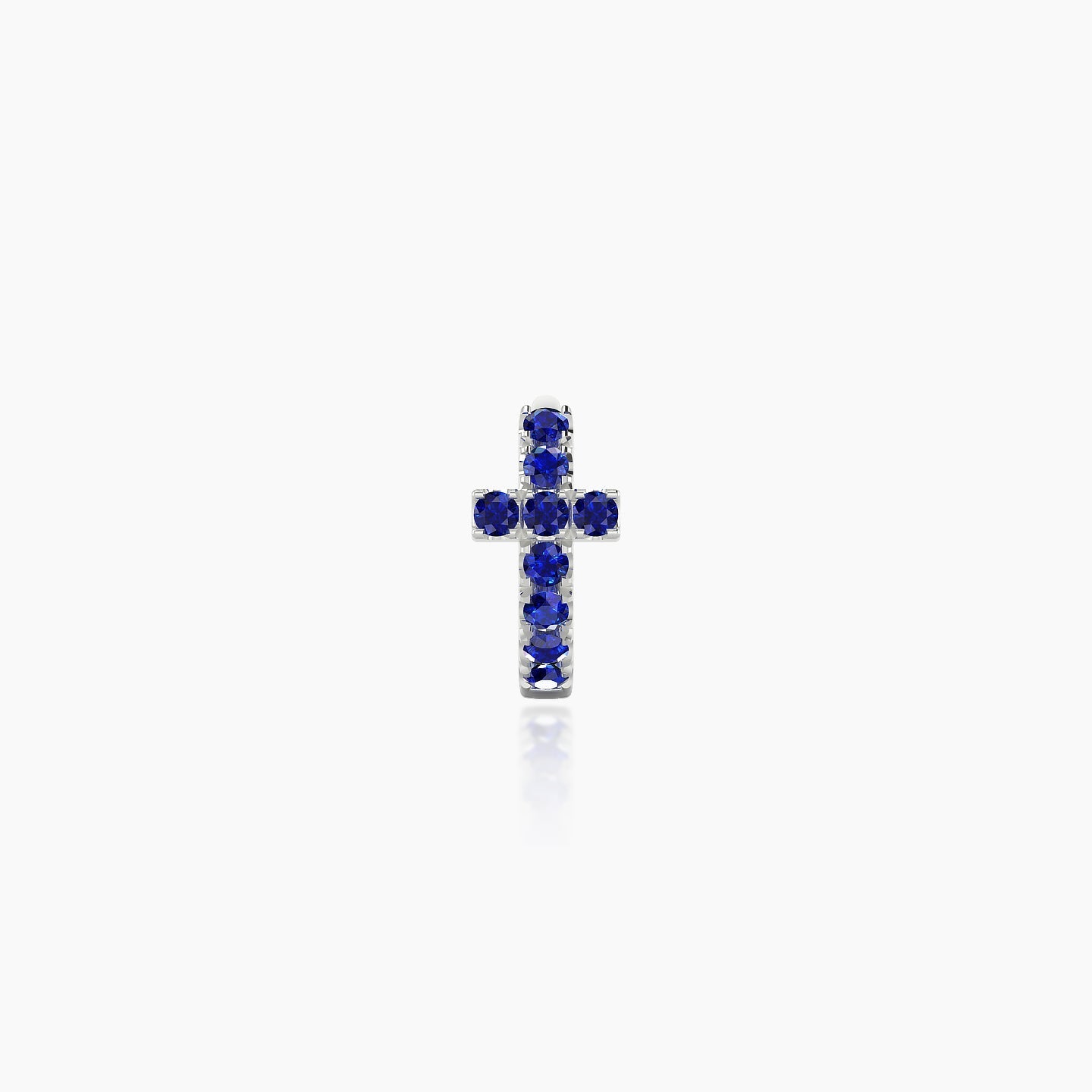 Hecate | 18k White Gold 5 mm Cross Sapphire Hoop Piercing