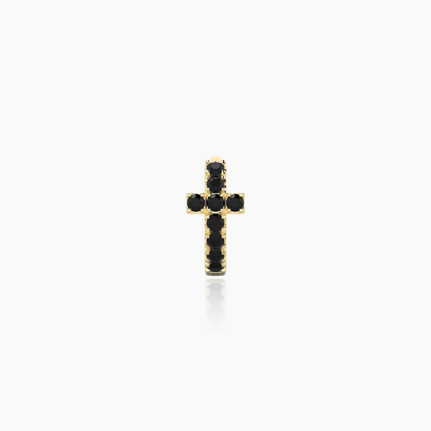 Hecate | 18k Yellow Gold 5 mm Cross Black Diamond Hoop Piercing