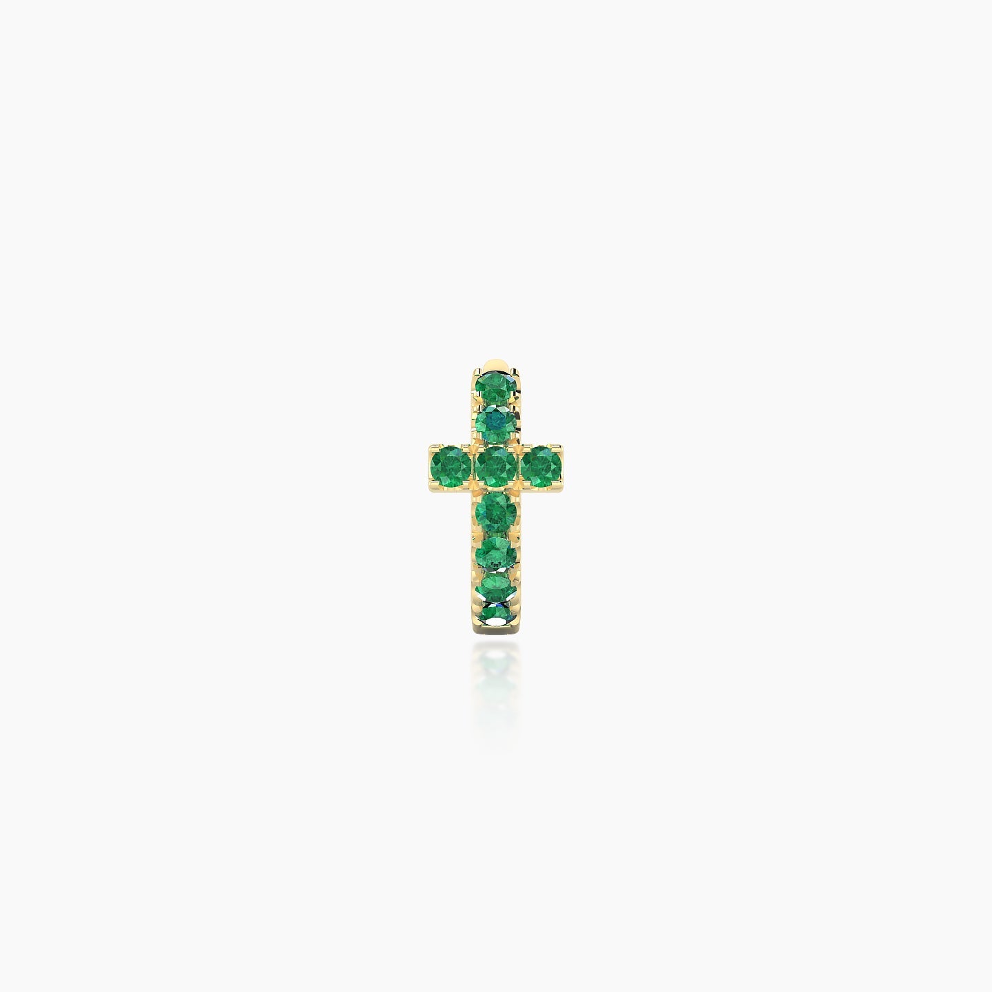 Hecate | 18k Yellow Gold 5 mm Cross Emerald Hoop Piercing