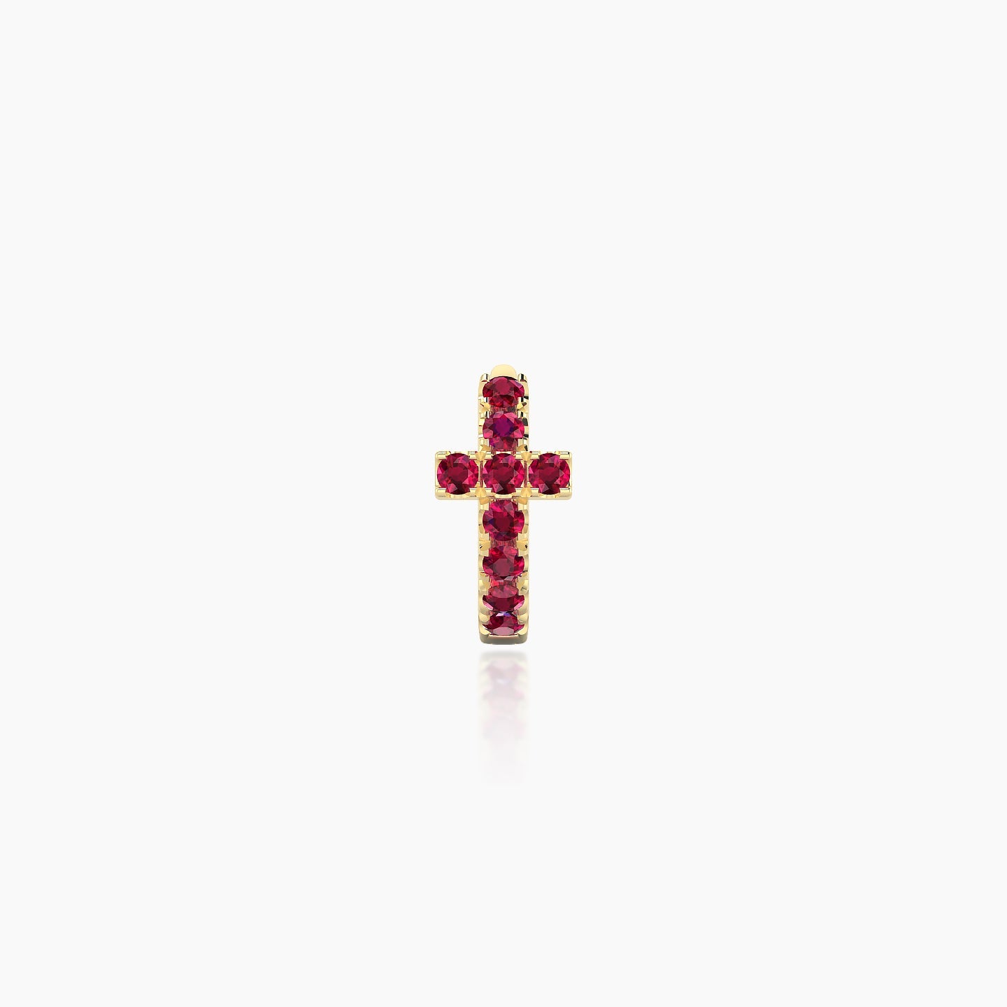 Hecate | 18k Yellow Gold 5 mm Cross Ruby Hoop Piercing