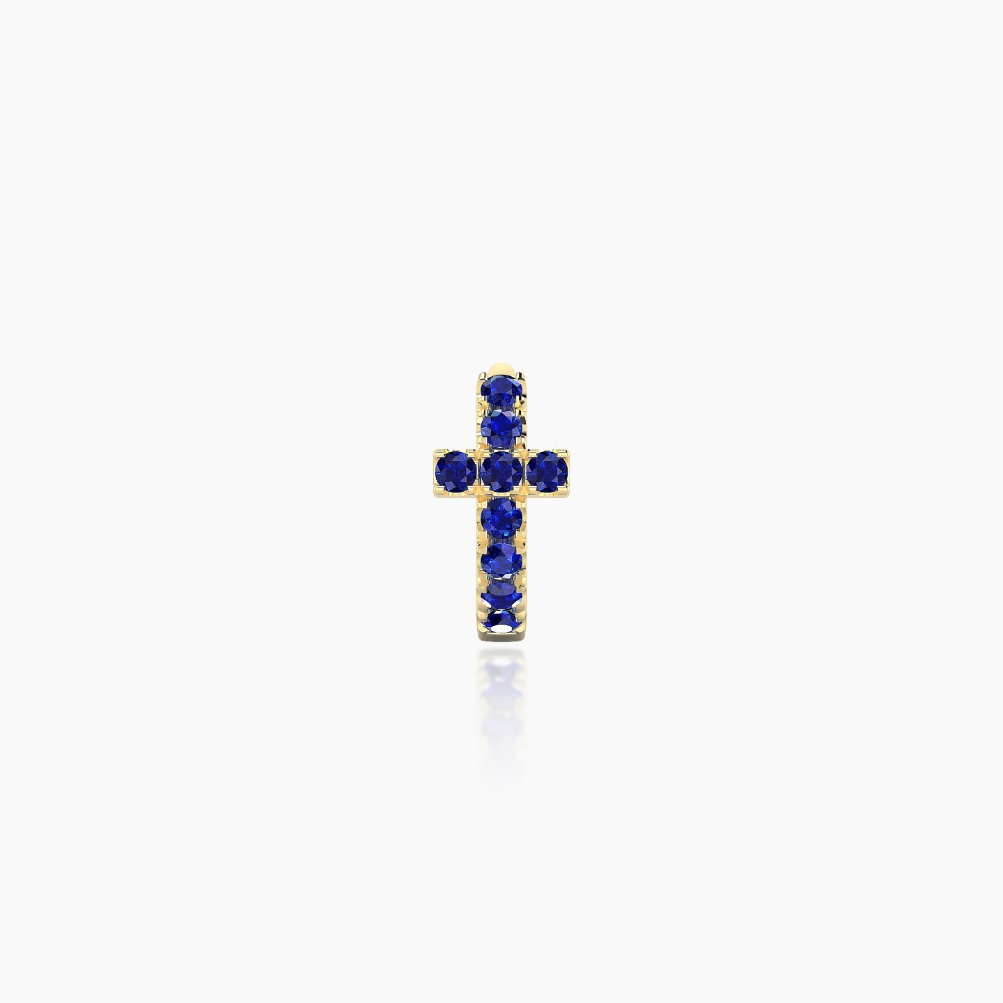 Hecate | 18k Yellow Gold 5 mm Cross Sapphire Hoop Piercing