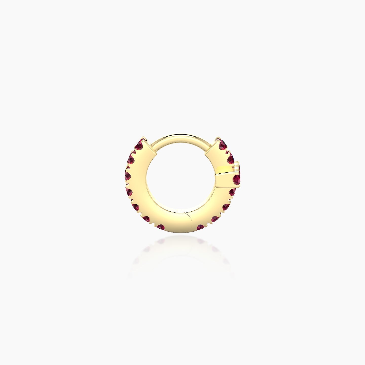 Hecate | 18k Yellow Gold 5 mm Cross Ruby Hoop Piercing