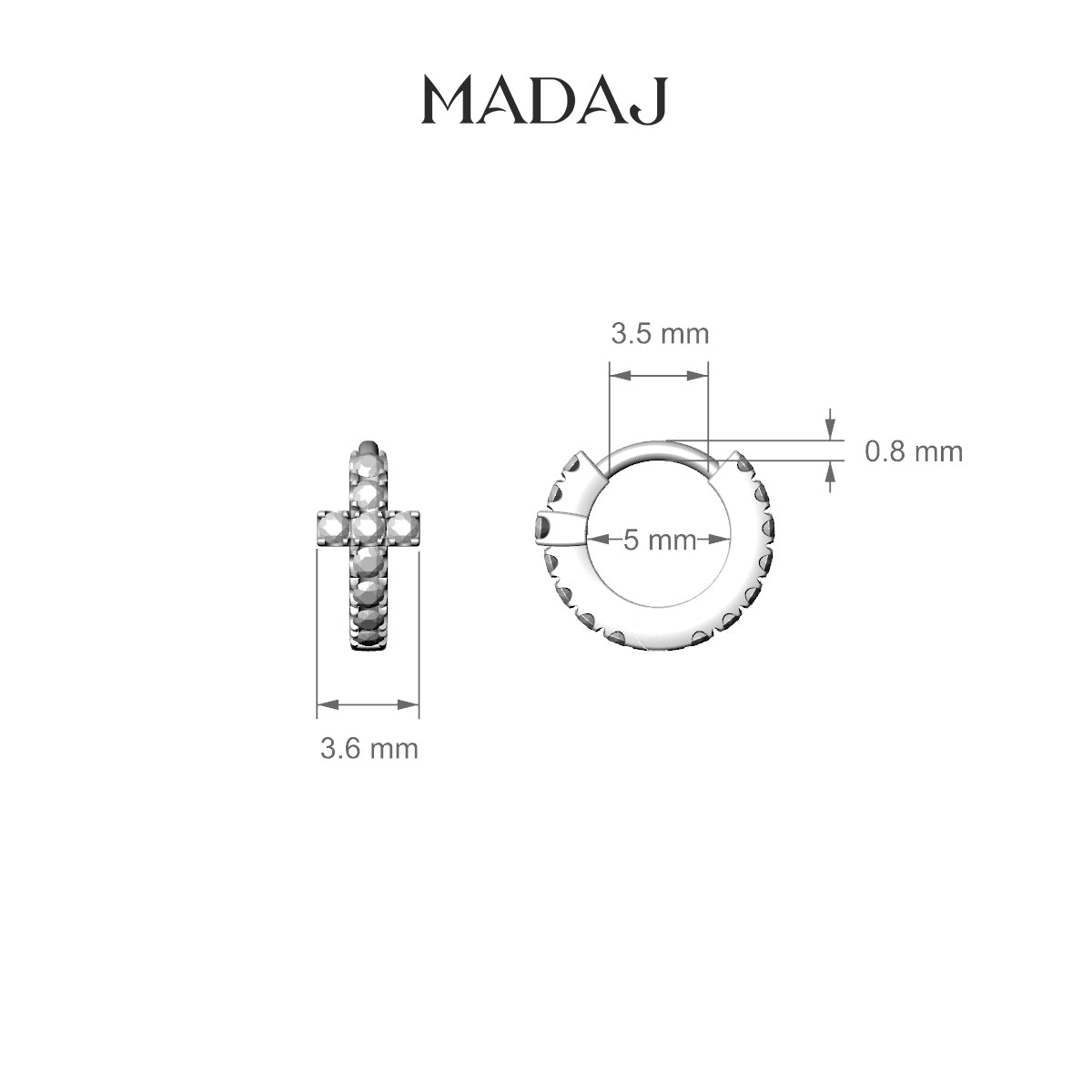 Hecate | 18k White Gold 5 mm Cross Sapphire Hoop Piercing