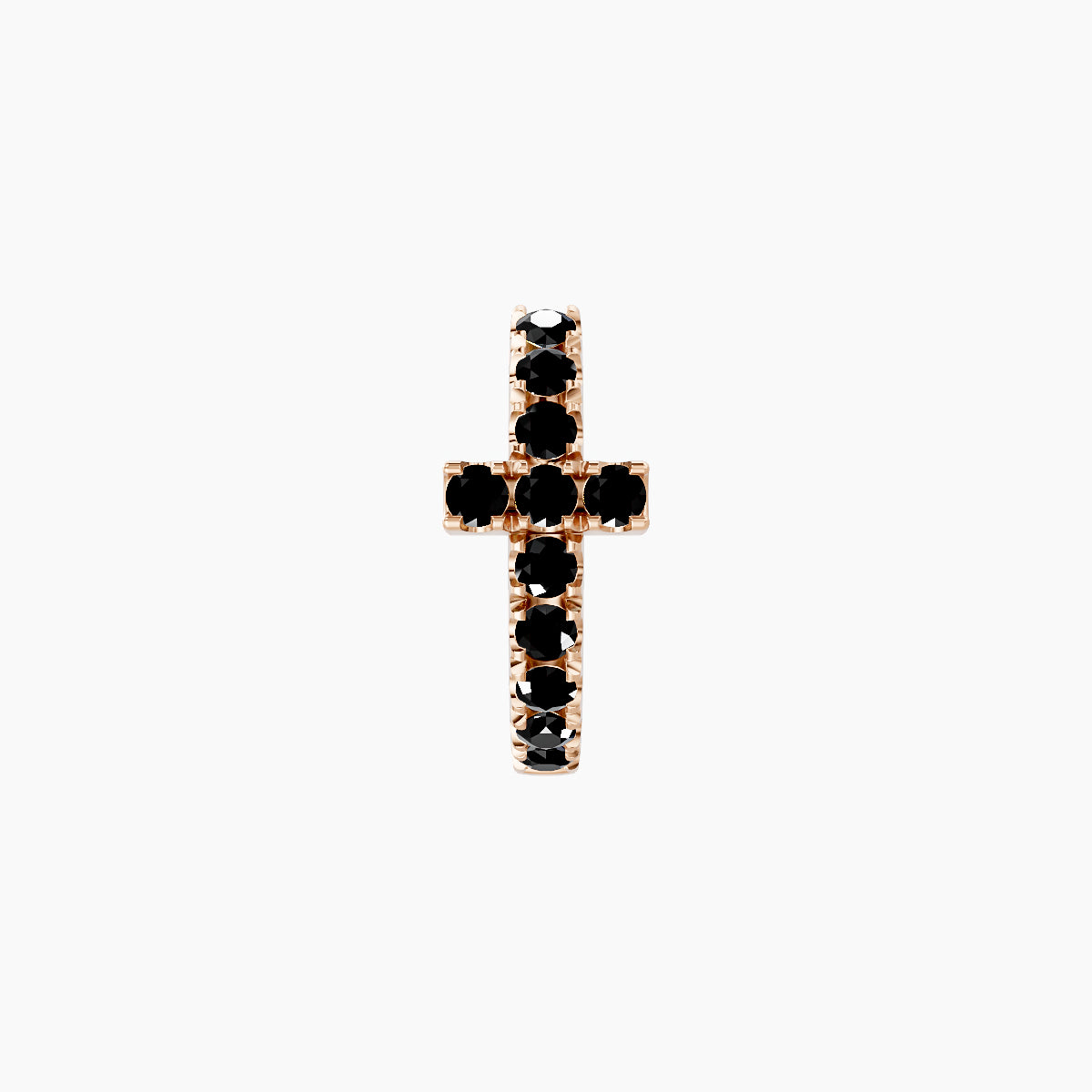 Hecate | 18k Rose Gold 6.5 mm Cross Black Diamond Hoop Piercing