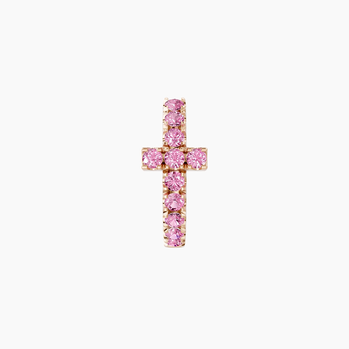 Hecate | 18k Rose Gold 6.5 mm Cross Pink Sapphire Hoop Piercing