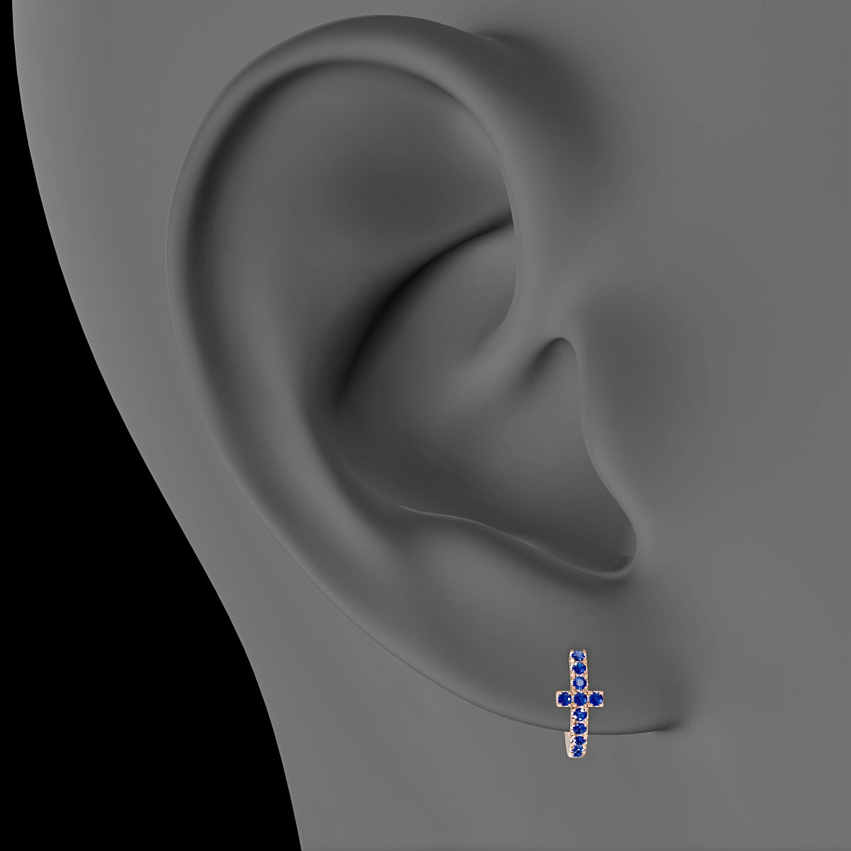 Hecate | 18k Rose Gold 6.5 mm Cross Sapphire Hoop Piercing