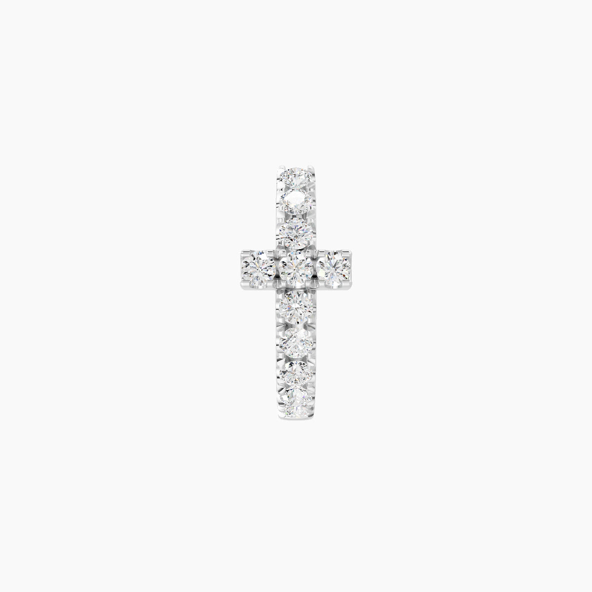 Hecate | 18k White Gold 6.5 mm Cross Diamond Hoop Piercing