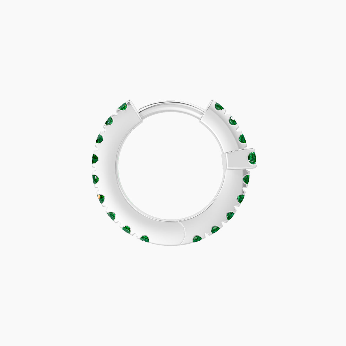 Hecate | 18k White Gold 6.5 mm Cross Emerald Hoop Piercing