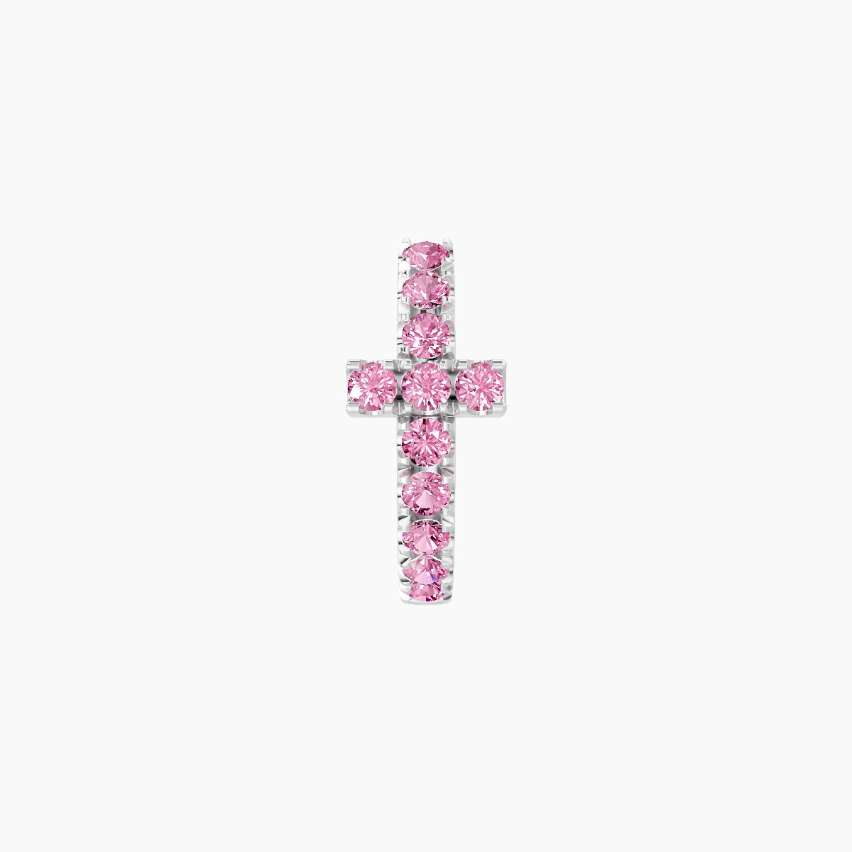 Hecate | 18k White Gold 6.5 mm Cross Pink Sapphire Hoop Piercing