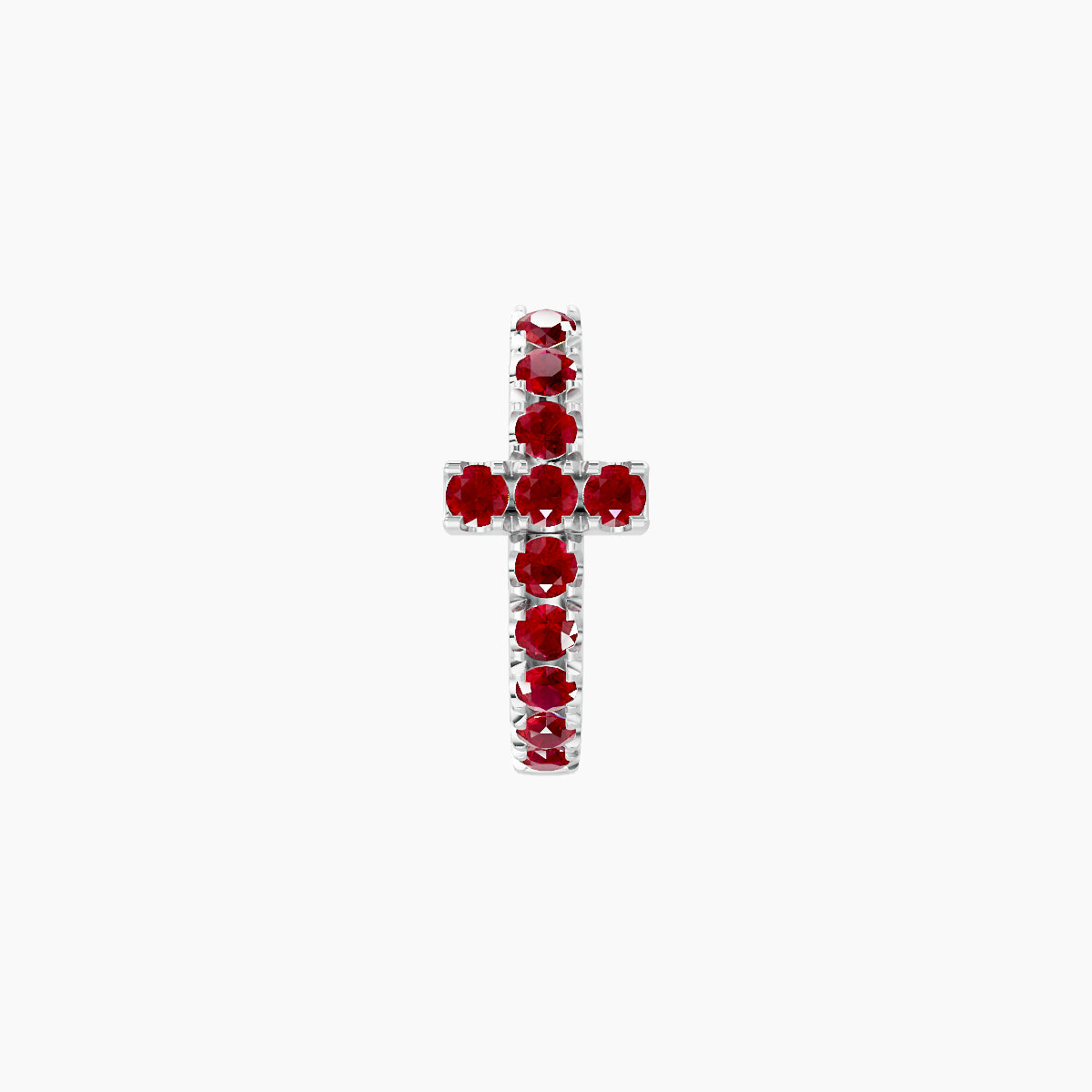 Hecate | 18k White Gold 6.5 mm Cross Ruby Hoop Piercing